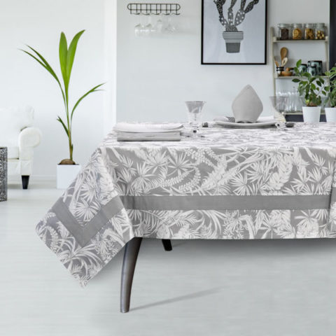 Servizio tavola moderno di colore grigio in tessuto panama di cotone - Palma
