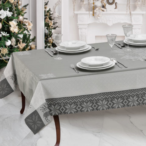 Tovaglie natalizie filo argento telaio colore grigio - Natalia