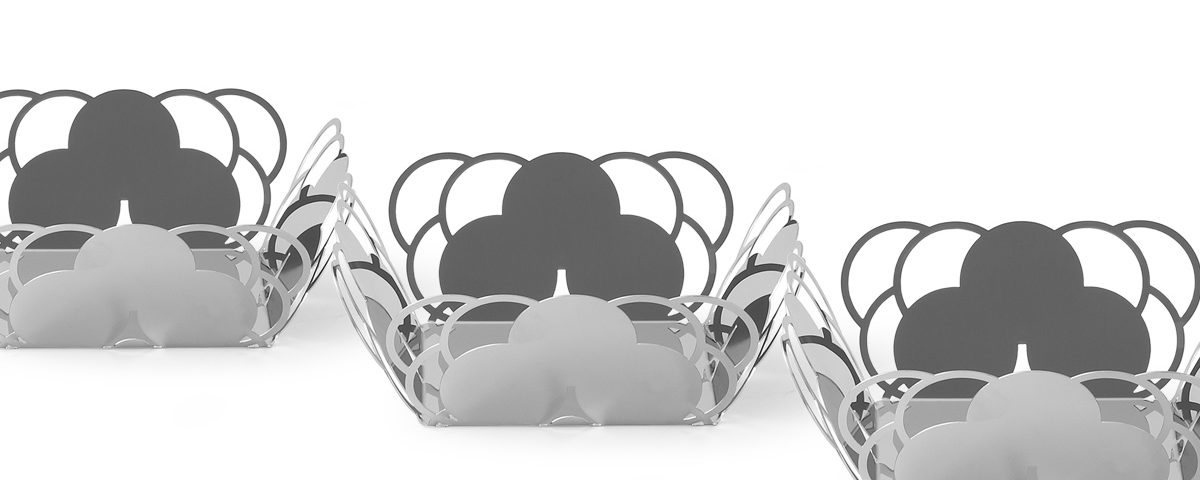 Set cestini specchio design elegante acciaio inox cosmo