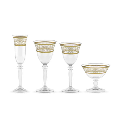 Servizio bicchieri classico decorato oro 50 pezzi - Royal